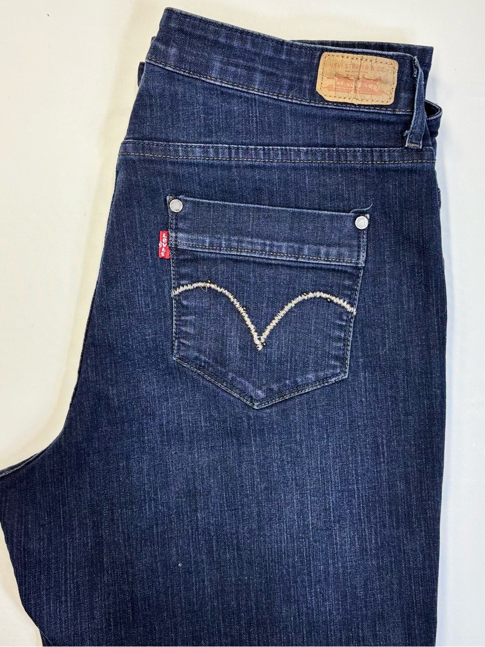 Levi's Women's Dark Indigo Straight Leg Jeans with Signature Pocket Stitch
